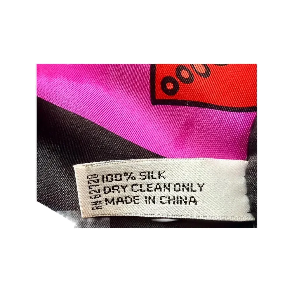 Vintage Oscar by Oscar de la Renta Silk Scarf 1980s Psychedelic Mod Floral 35x35